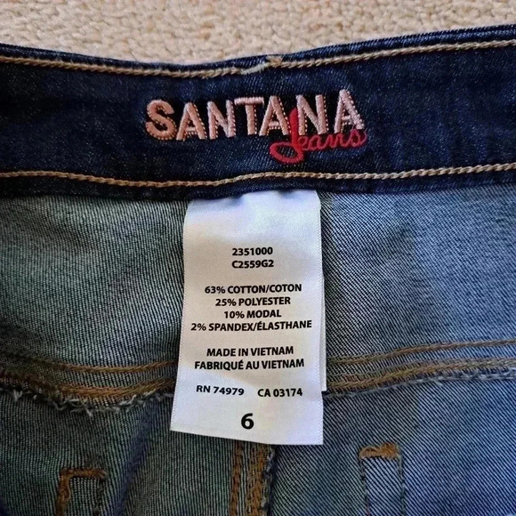 New! Santana Jeans Capri Pants Size 6 Dark  Wash Denim Cropped Stretch - Picture 5 of 11